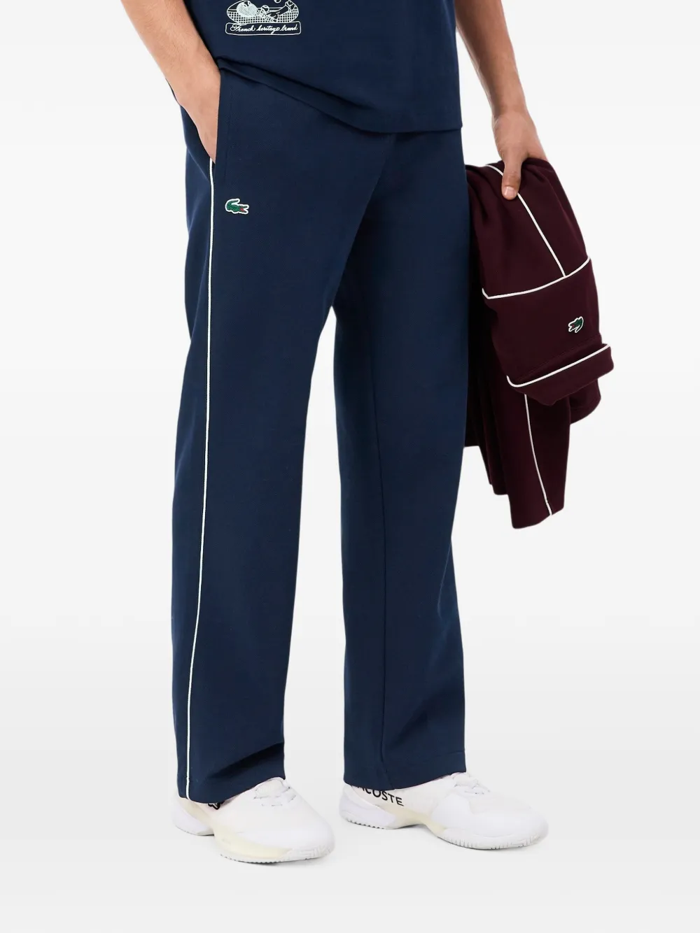 Lacoste Tennis Heritage trainingsbroek met biesafwerking Blauw