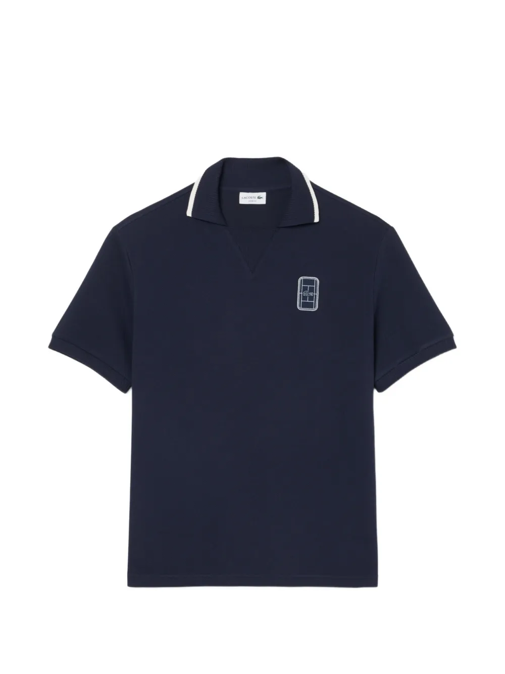 Lacoste V领标贴T恤 | 蓝色 | Image 1