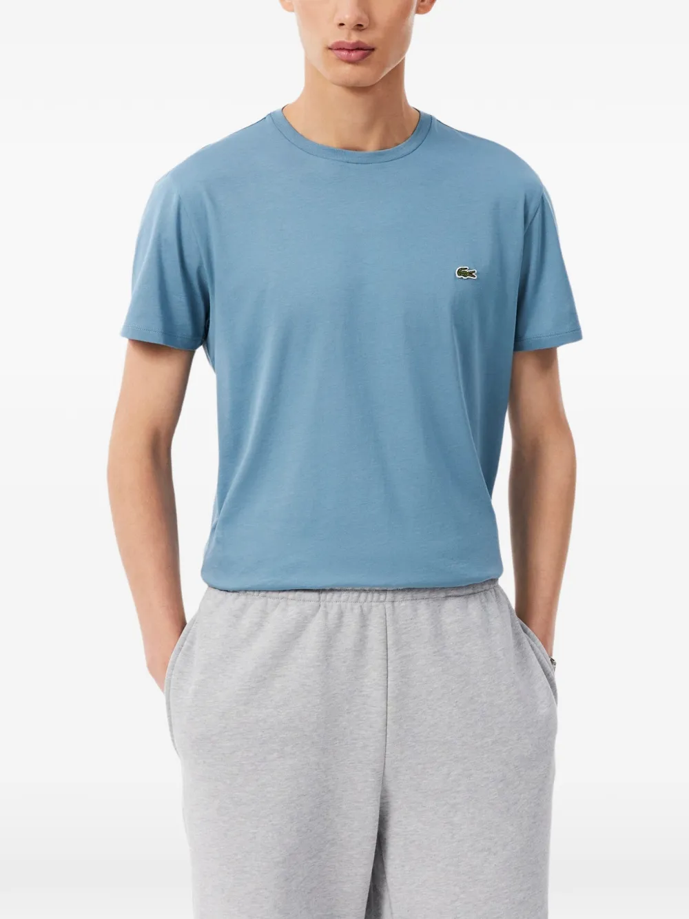 Lacoste Pima T-shirt met logopatch Blauw