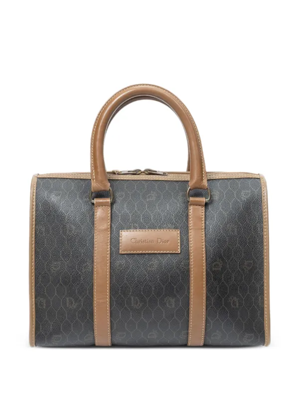 Christian Dior Pre-Owned ハニカム ボストン ハンドバッグ | ブラック