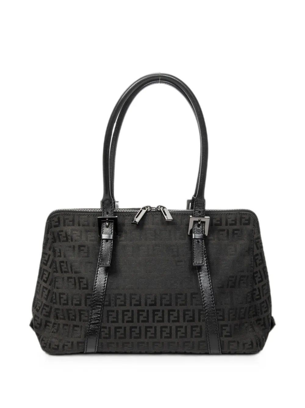 Fendi Pre-owned Small Zucca Bow-embellished Shoulder Bag in Black, view 2