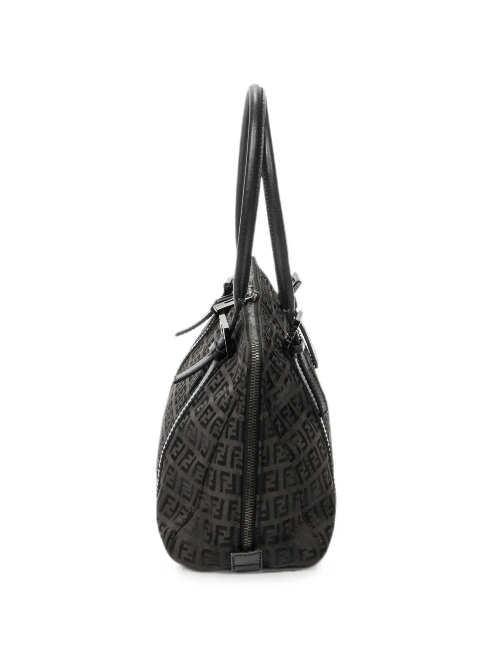 Fendi Pre-owned Small Zucca Bow-embellished Shoulder Bag in Black, view 4