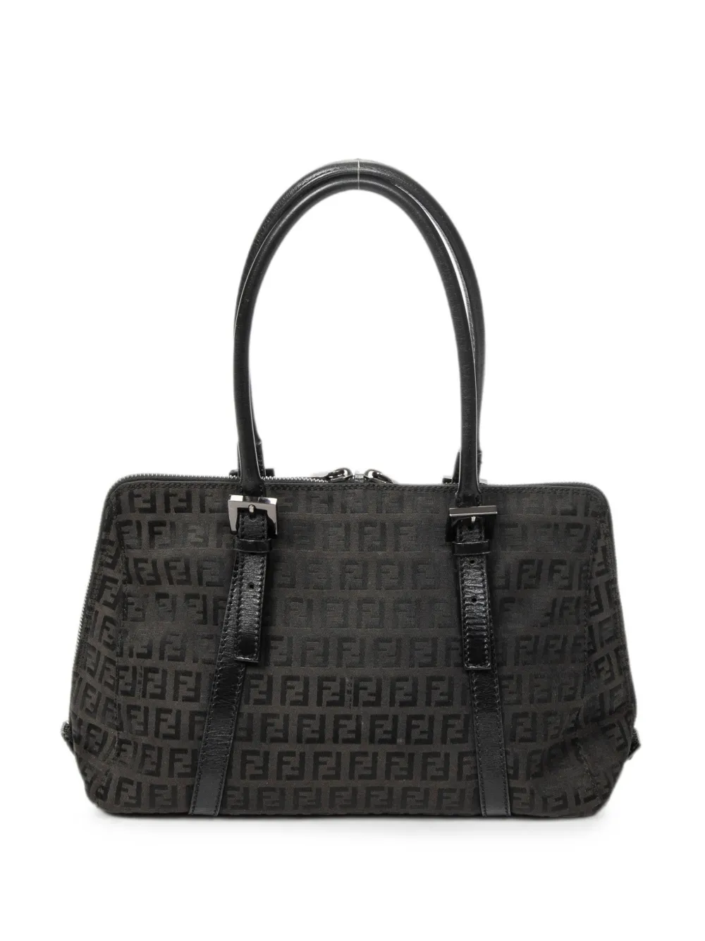 Fendi Pre-Owned small Zucca bow-embellished shoulder bag - Black