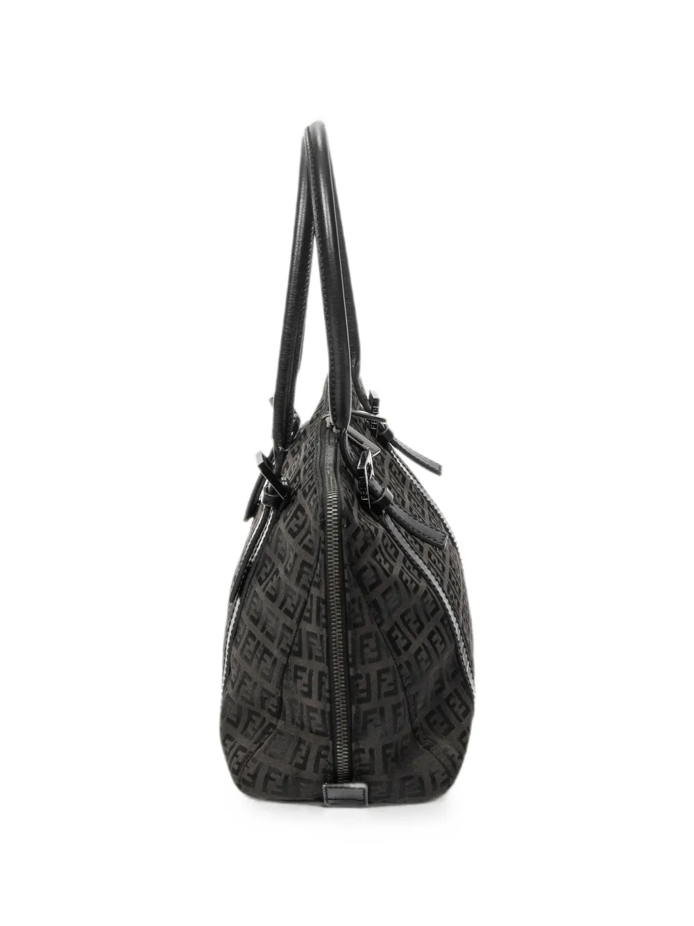 Fendi Pre-owned Small Zucca Bow-embellished Shoulder Bag in Black, view 5