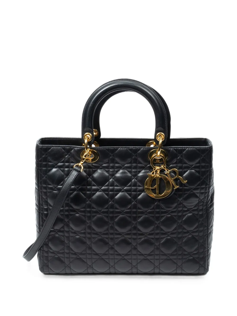 Christian Dior Pre-Owned large Lady Dior tote bag - Black