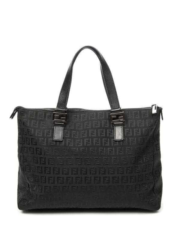 Fendi Pre-owned Roll Zucca Tote Bag in Black