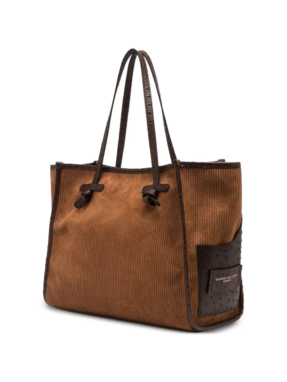 GIANNI CHIARINI Grote Marcella shopper met ribfluwelen effect Bruin
