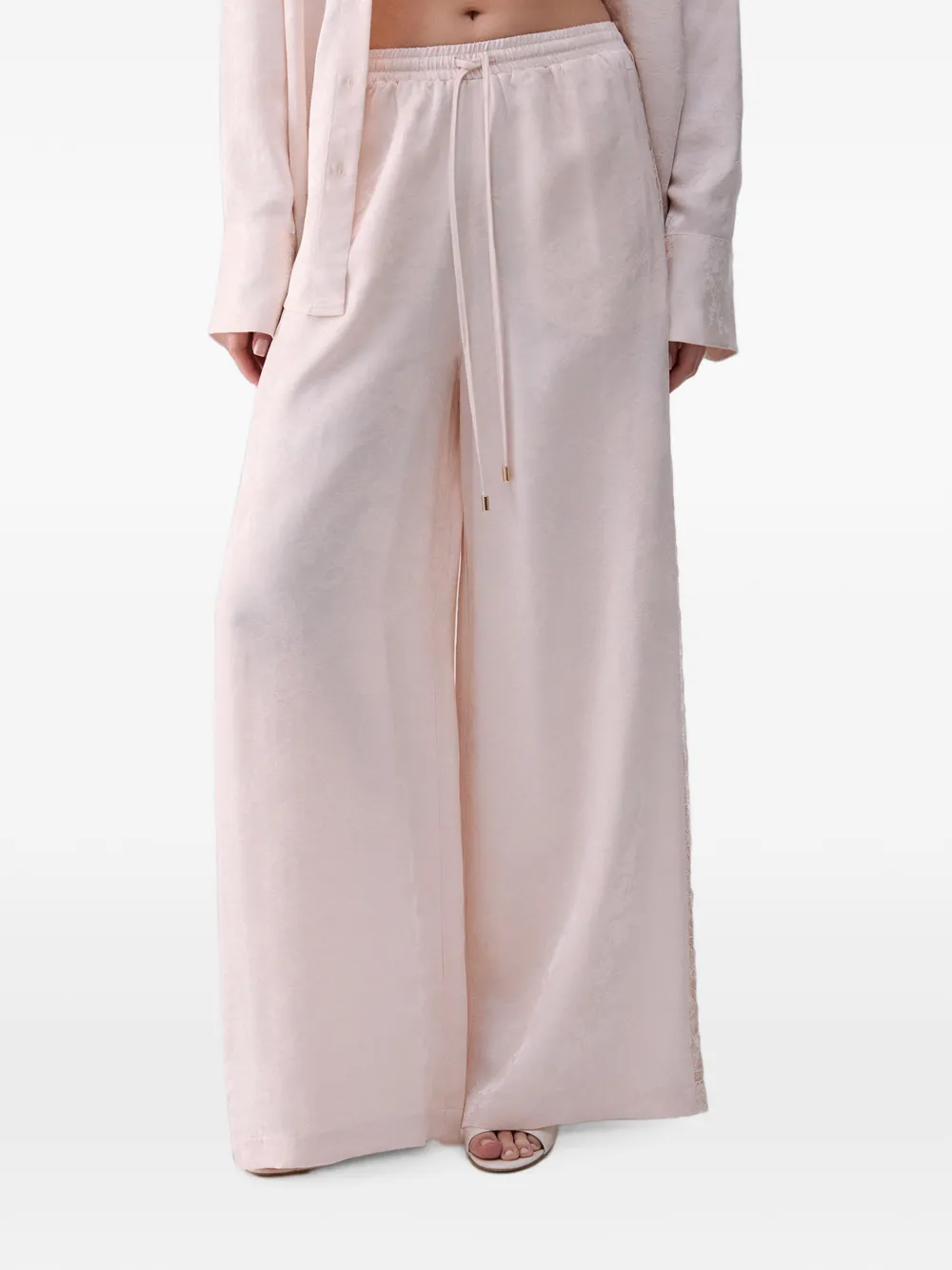 LIU JO jacquard trousers with Valencienne lace - Rosa