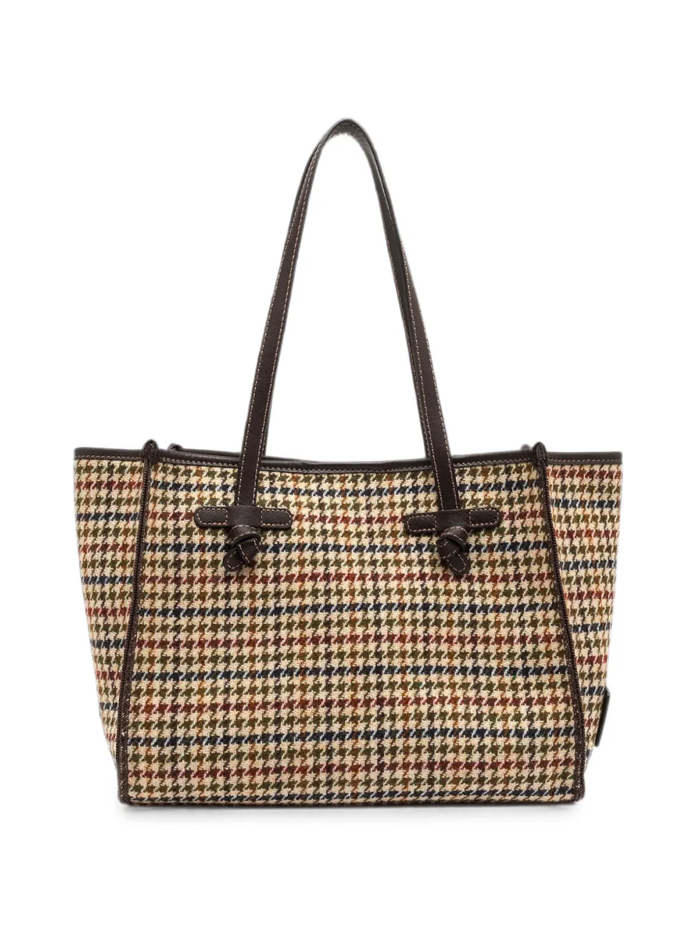 GIANNI CHIARINI Medium Marcella shopper met pied-de-poule print Beige