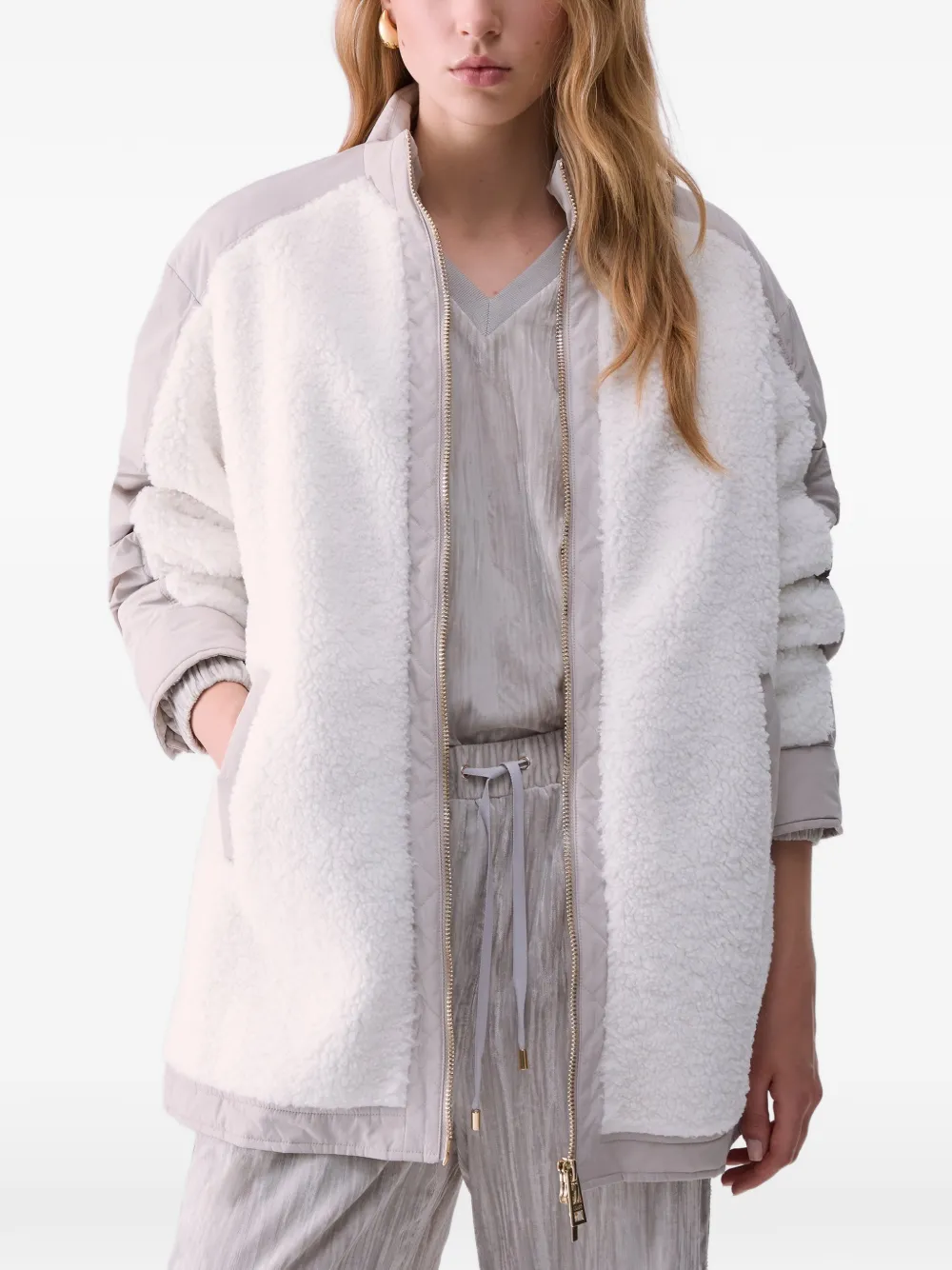 LIU JO Oversized teddy bomberjack Wit