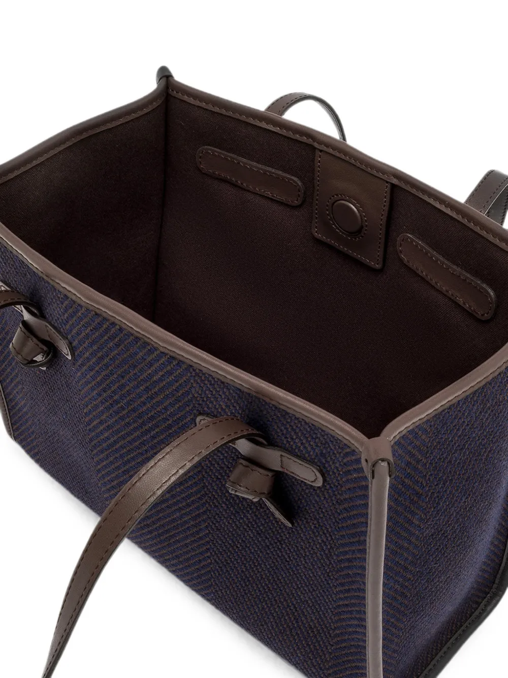 GIANNI CHIARINI Marcella Spiga shopper met geknoopt bandje en visgraatpatroon Blauw
