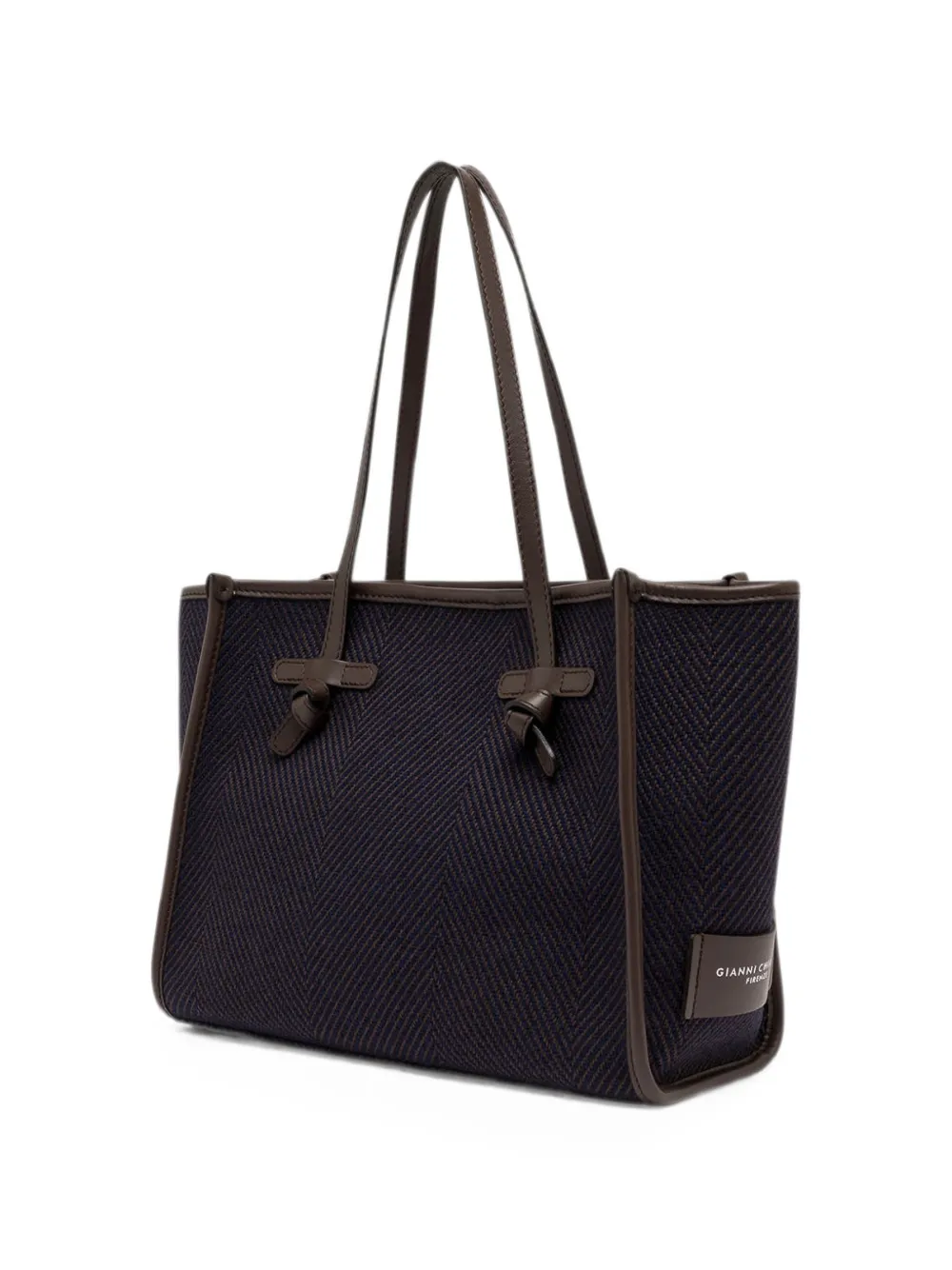 GIANNI CHIARINI Marcella Spiga shopper met geknoopt bandje en visgraatpatroon Blauw