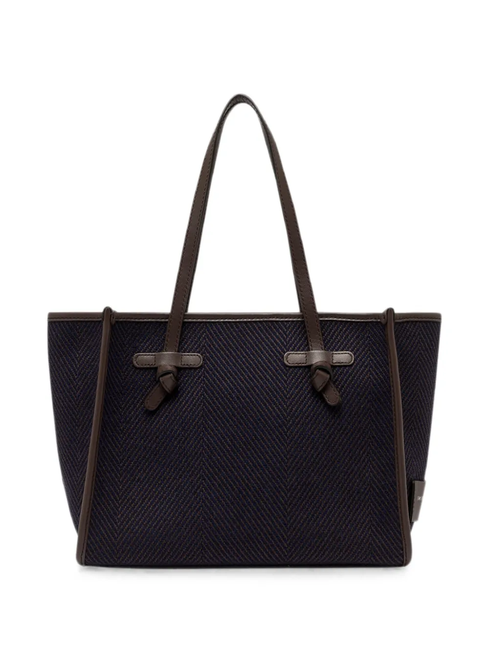 GIANNI CHIARINI Marcella Spiga shopper met geknoopt bandje en visgraatpatroon Blauw