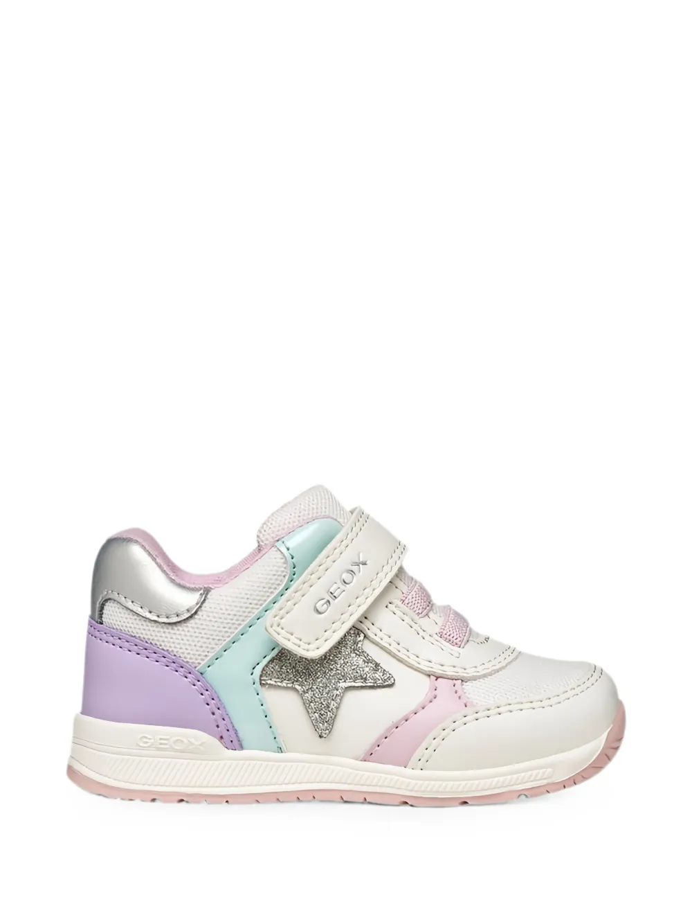 Geox Kids Rishon glitter-effect star-patch sneakers Wit
