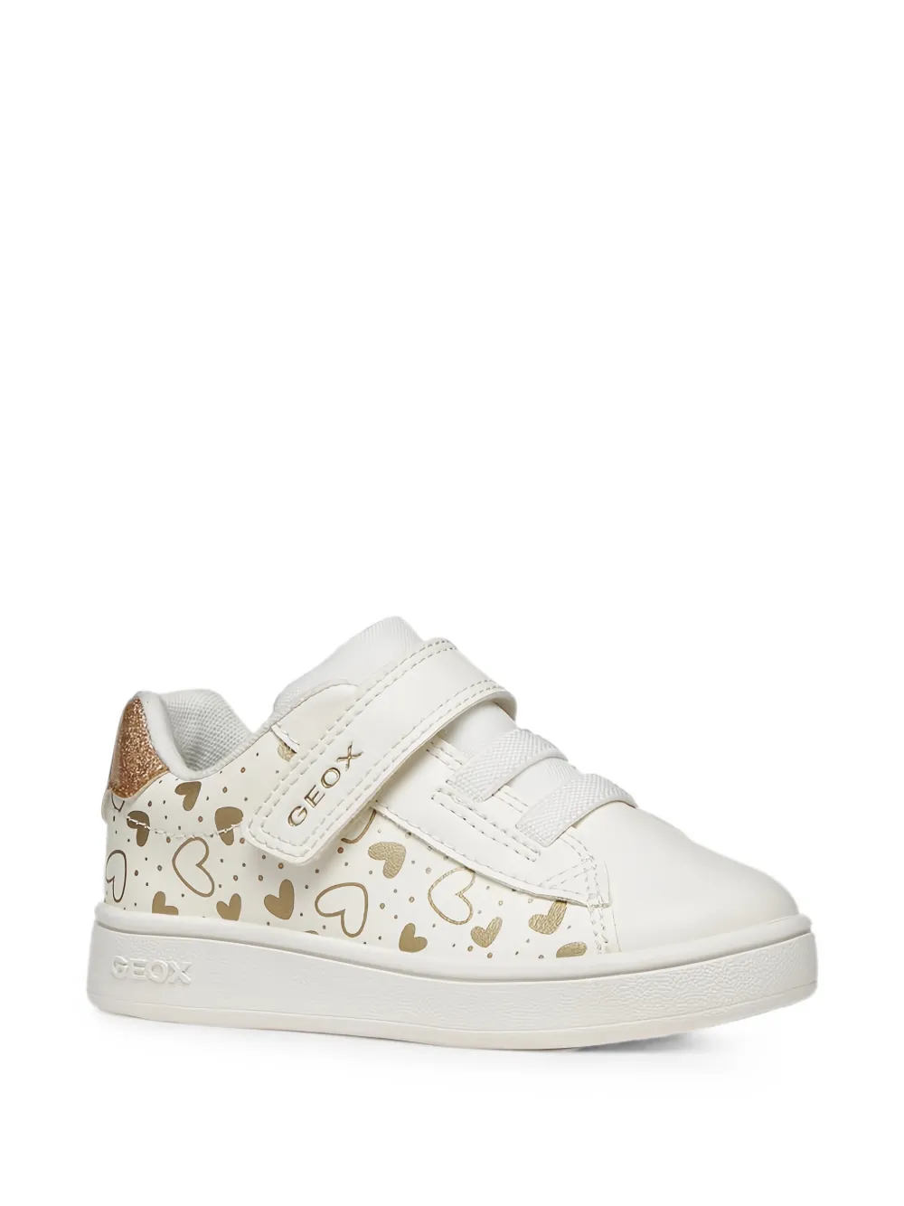 Geox Kids Eclyper heart-print touch-strap sneakers Wit