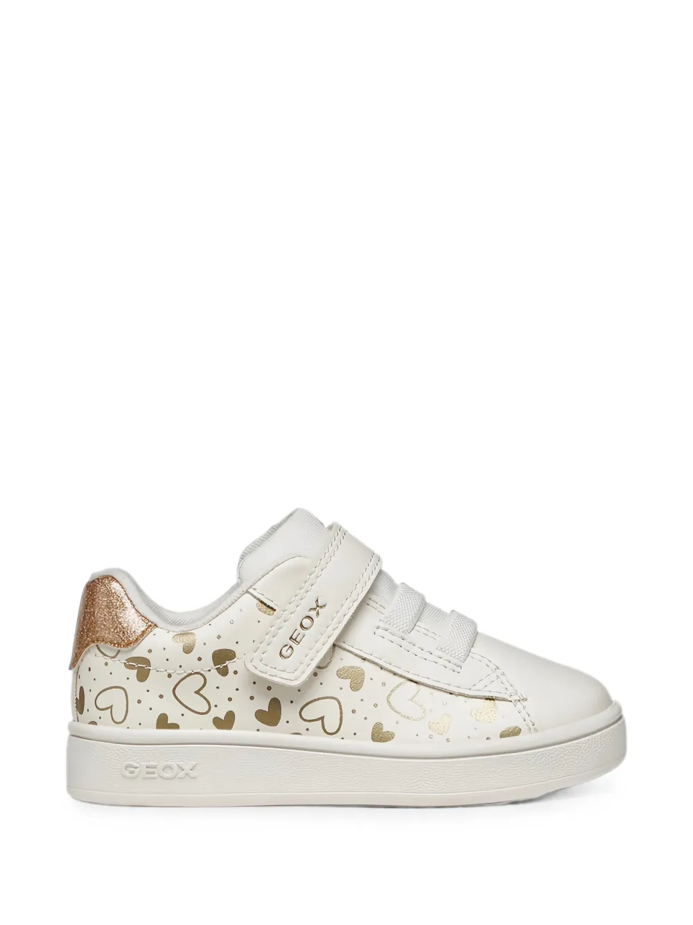 Geox Kids Eclyper heart-print touch-strap sneakers Wit