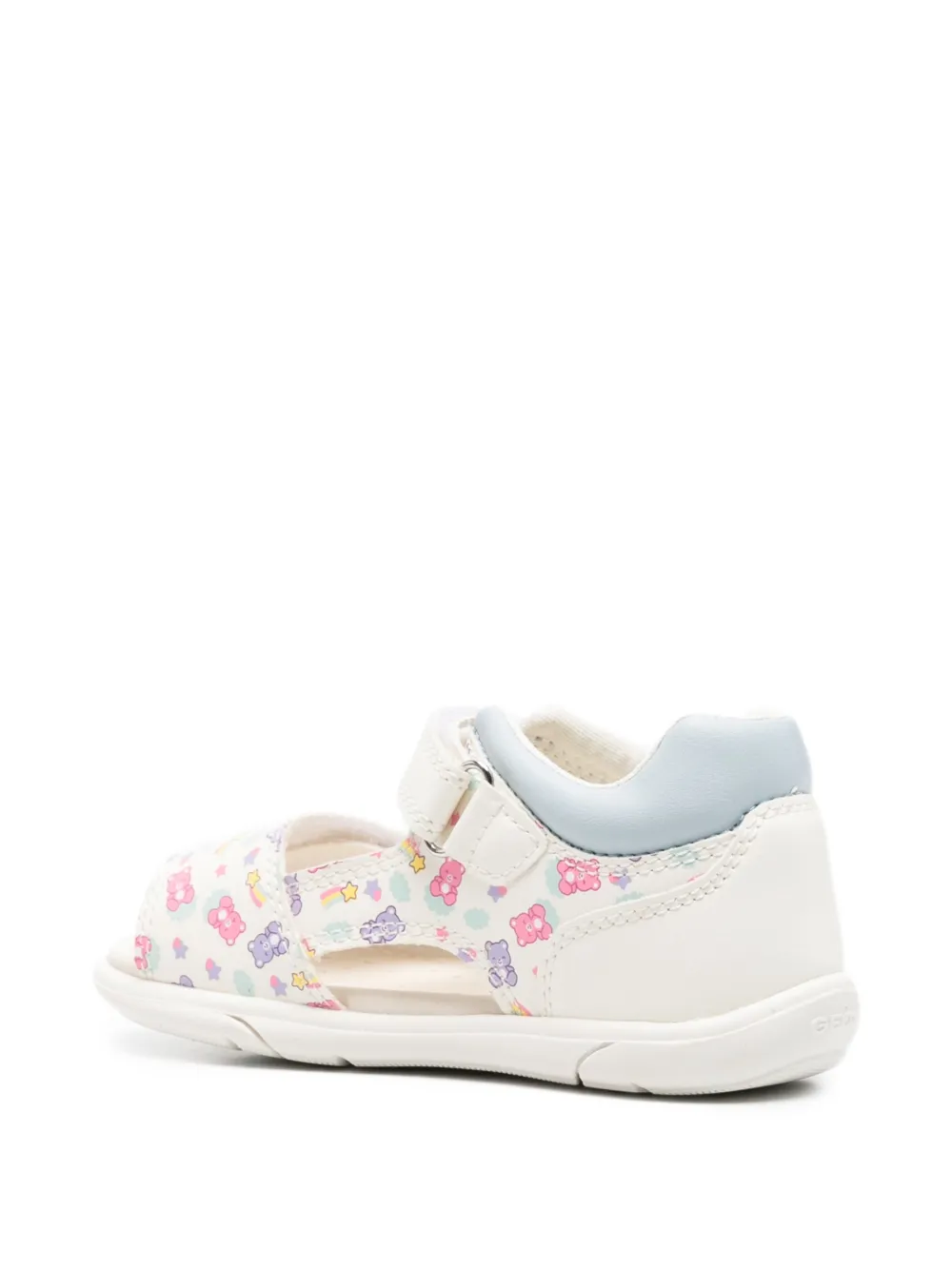 Geox Kids Zapito sandalen met klittenband en beerprint Wit