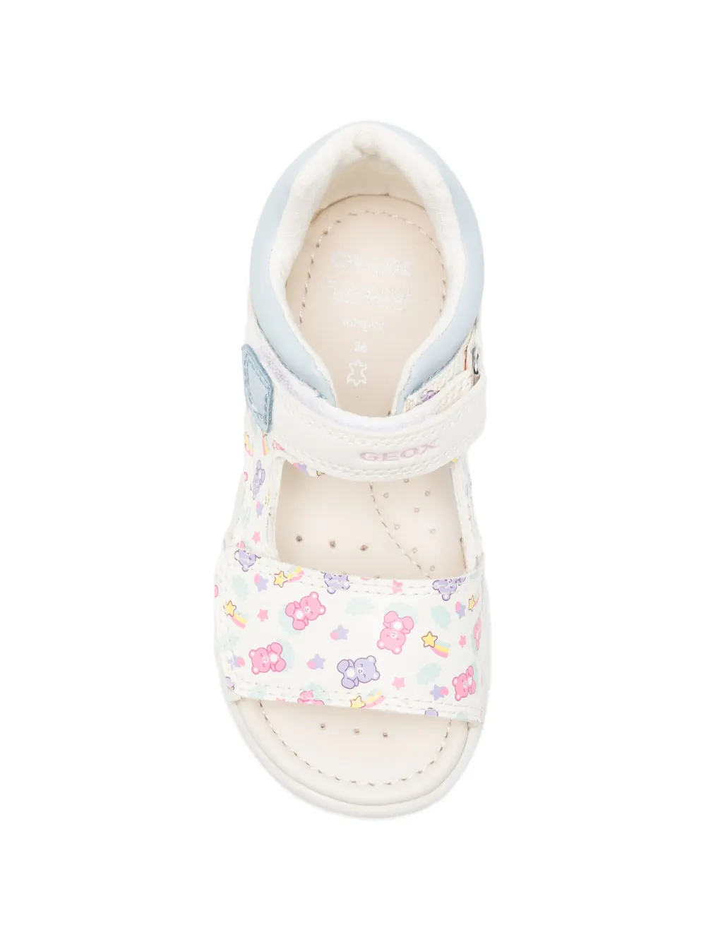 Geox Kids Zapito sandalen met klittenband en beerprint Wit