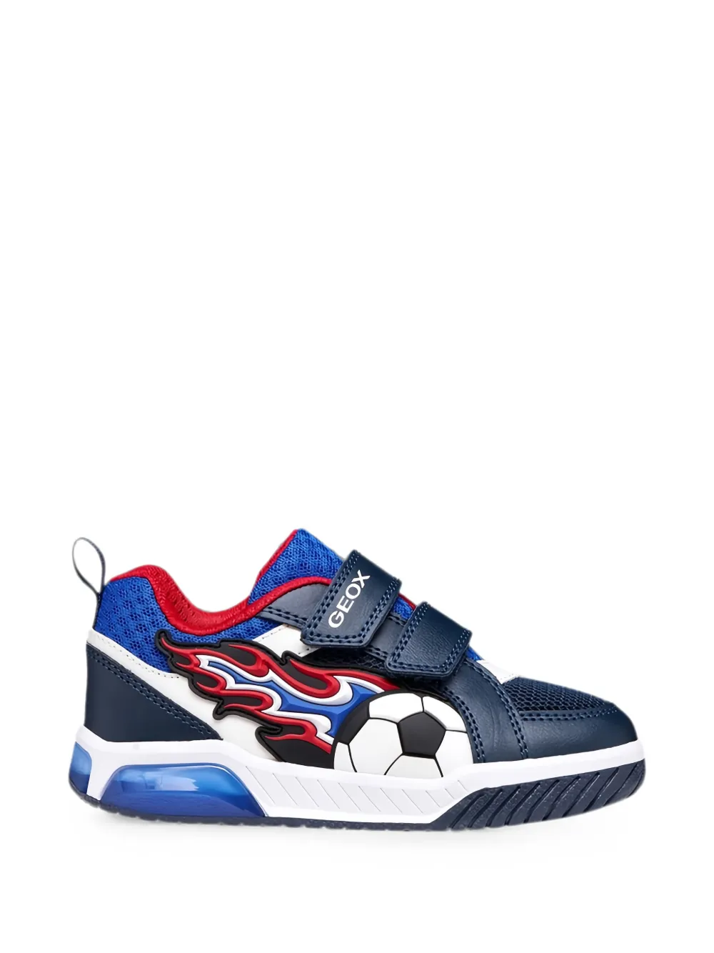Geox Kids Inek football-patch touch-strap sneakers Blauw