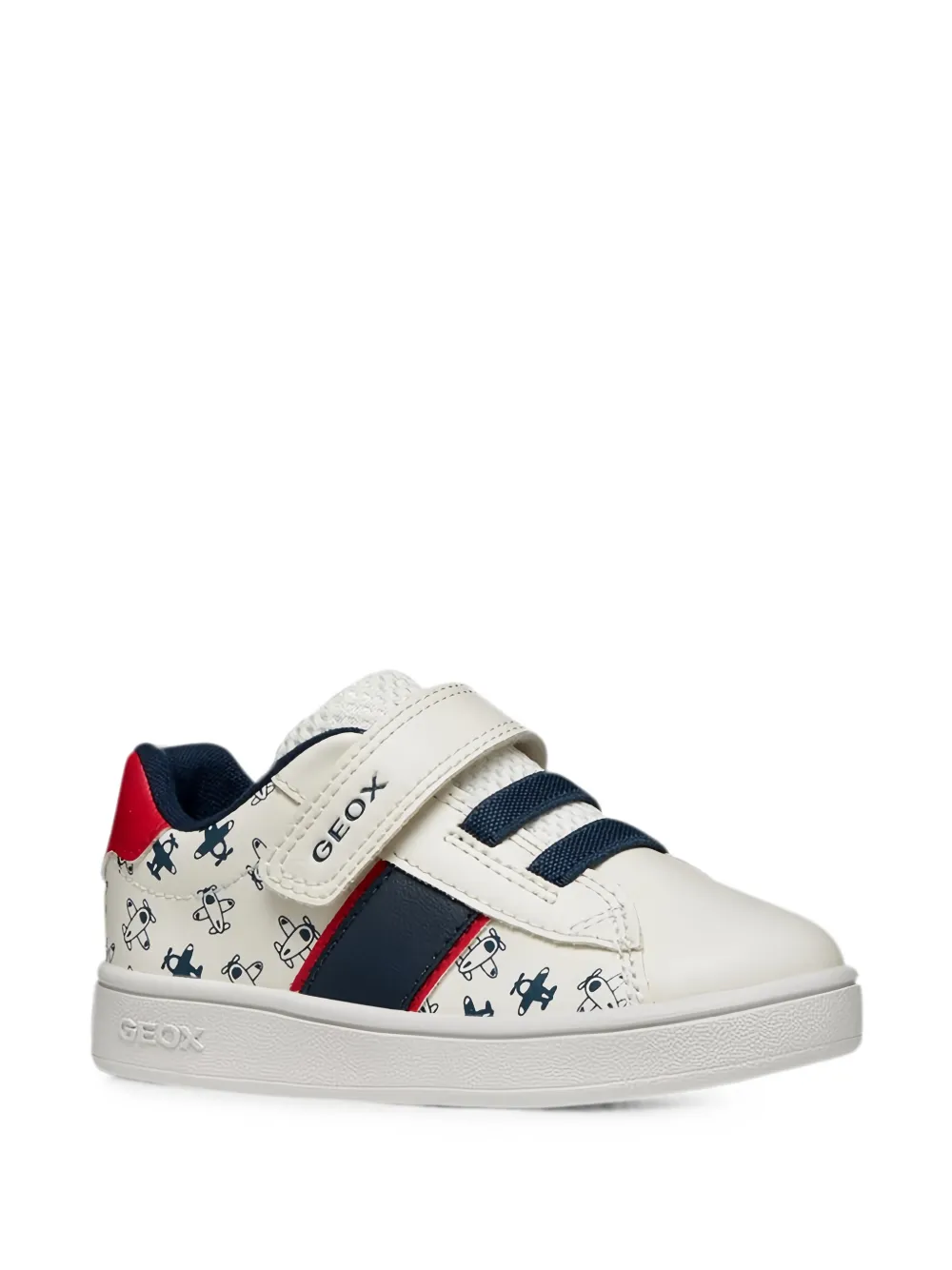 Geox Kids Eclyper aeroplane-print touch-strap sneakers Wit