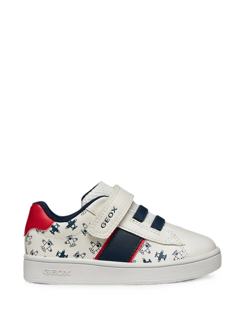 Geox Kids Eclyper aeroplane-print touch-strap sneakers Wit
