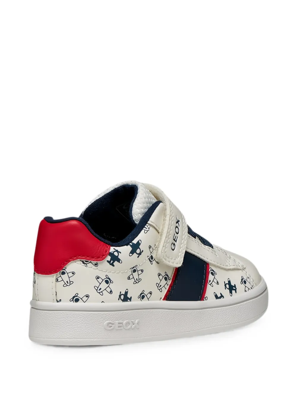 Geox Kids Eclyper aeroplane-print touch-strap sneakers Wit