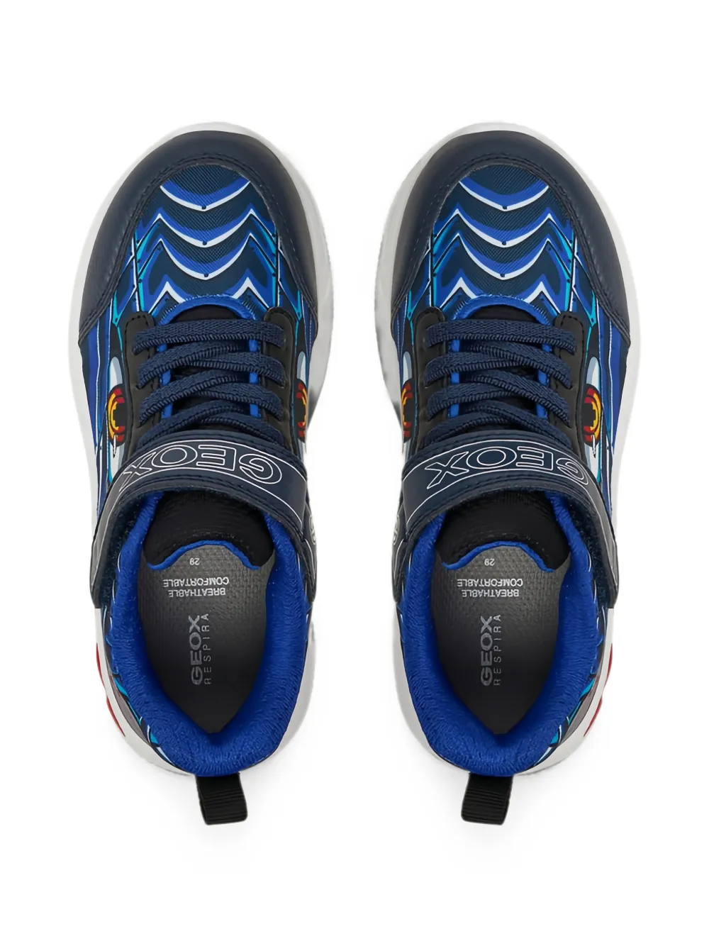 Geox Kids graphic-print touch-strap sneakers Blauw