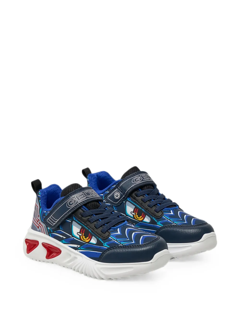 Geox Kids graphic-print touch-strap sneakers Blauw