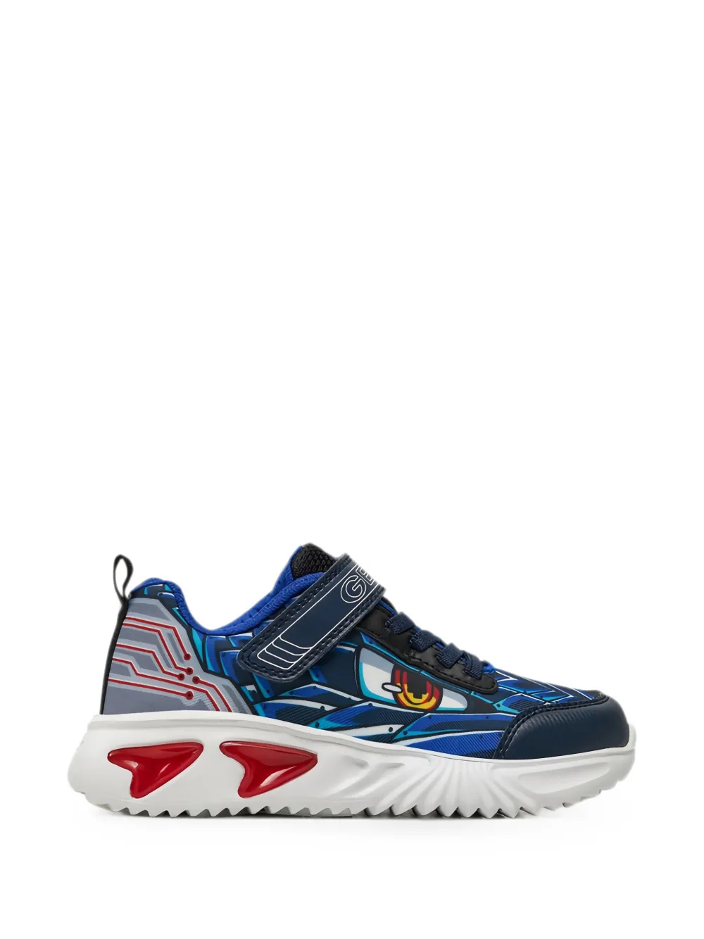 Geox Kids graphic-print touch-strap sneakers Blauw