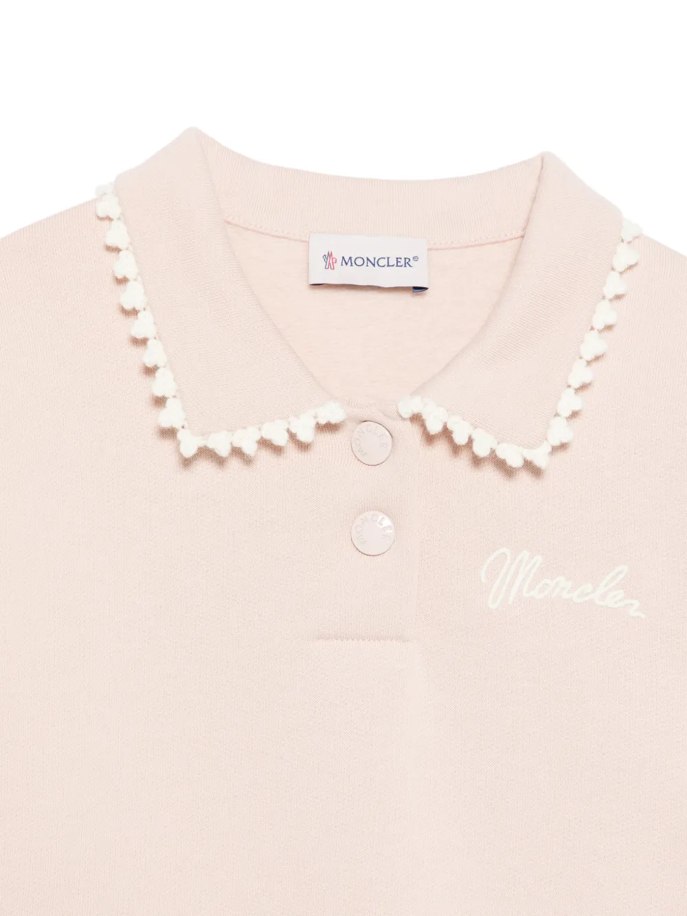 Moncler Enfant Sweater met geborduurd logo en kanten afwerking Roze