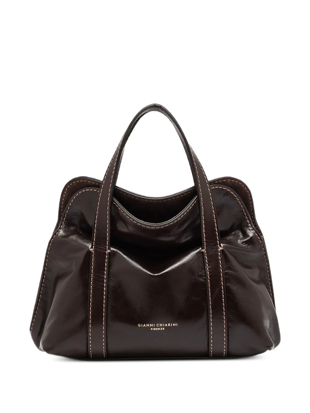 GIANNI CHIARINI Marghe medium contrast-stitch leather tote bag - Marrone