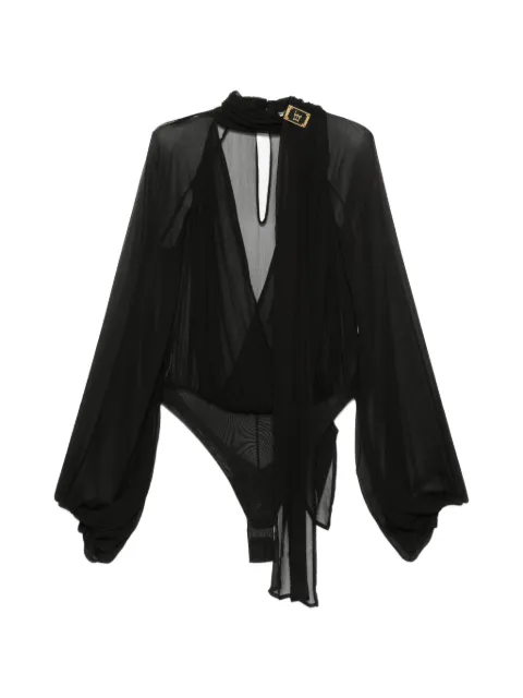 Elisabetta Franchi camisa translúcida con placa del logo