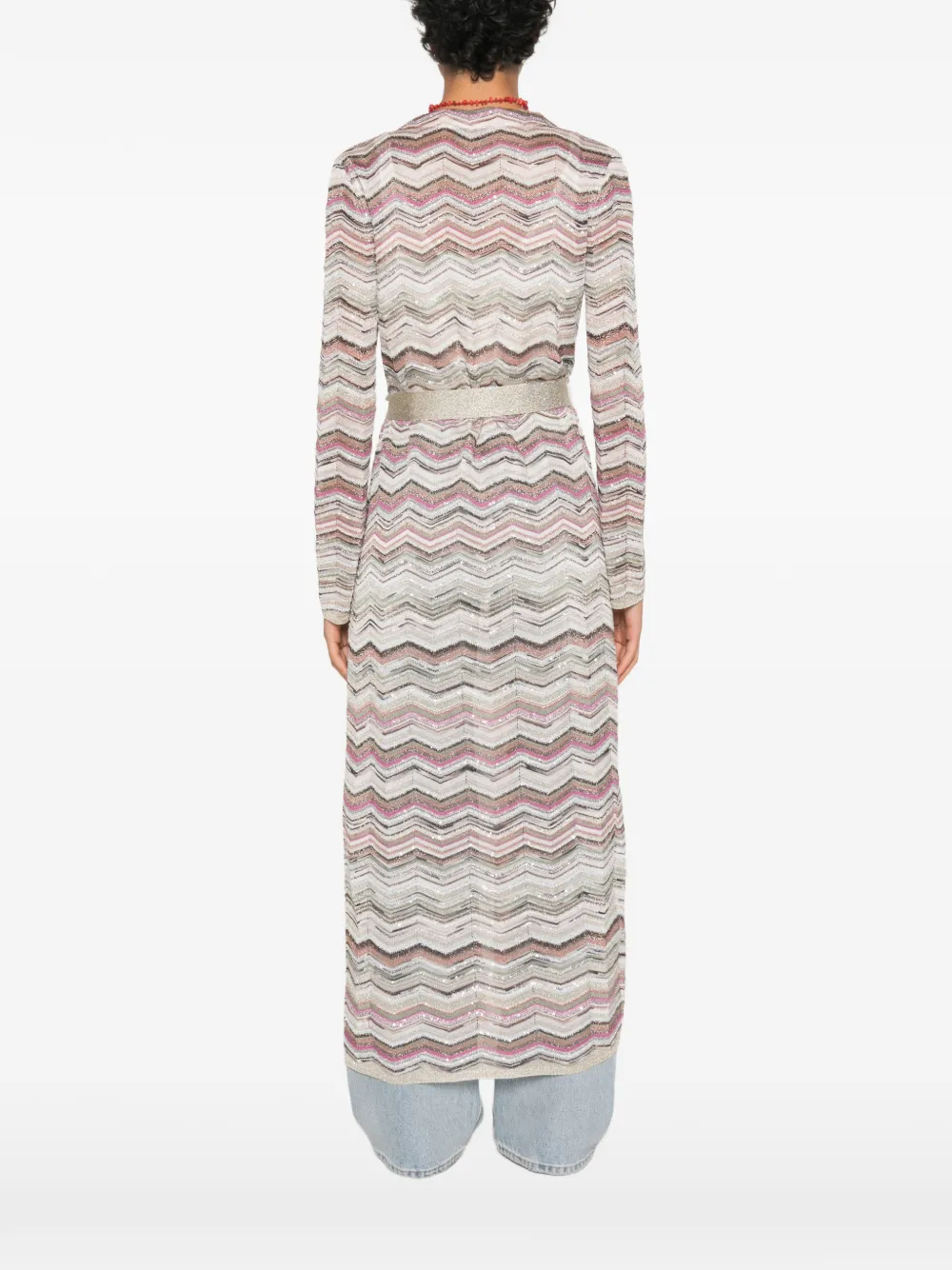 Missoni Vest met zigzag-patroon en ceintuur Beige