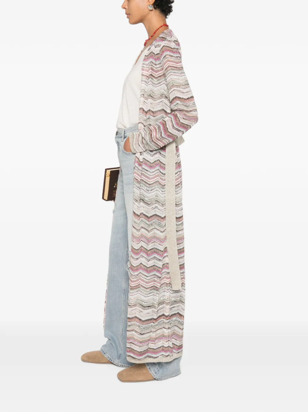 Missoni Vest met zigzag-patroon en ceintuur Beige