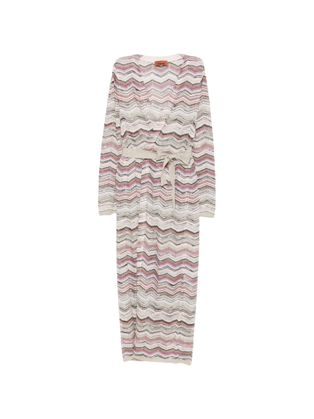 Missoni zigzag-knit belted cardigan - Toni neutri