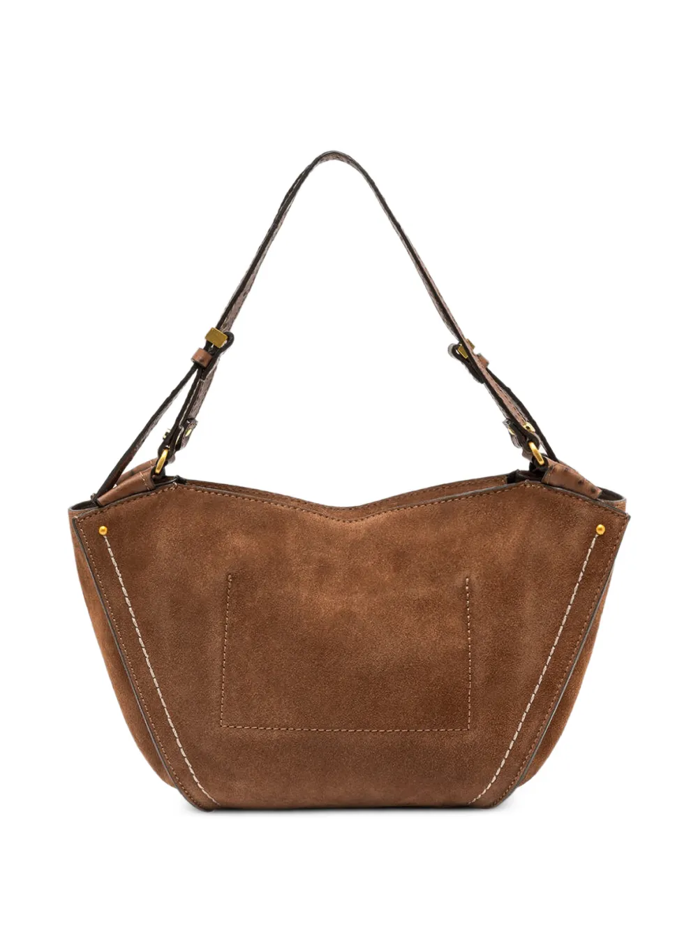 GIANNI CHIARINI Medium Bloom suède schoudertas met contrasterend stiksel Bruin