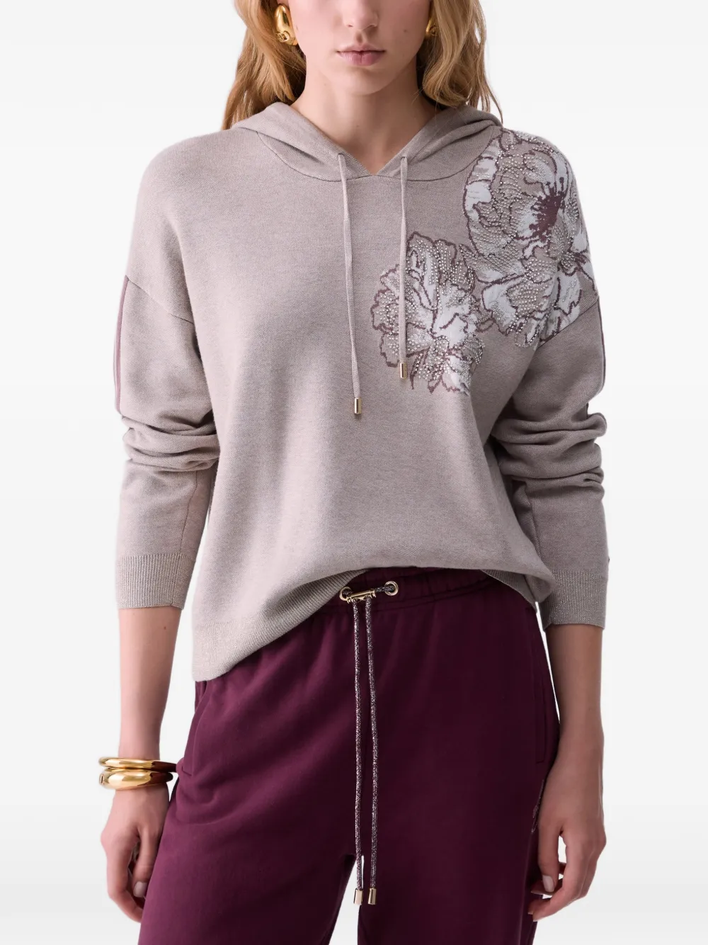 LIU JO Hoodie met jacquard Beige