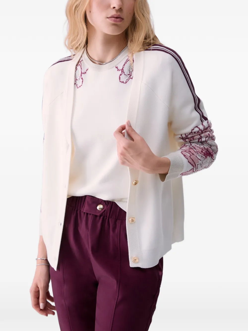 LIU JO Vest met jacquard Beige