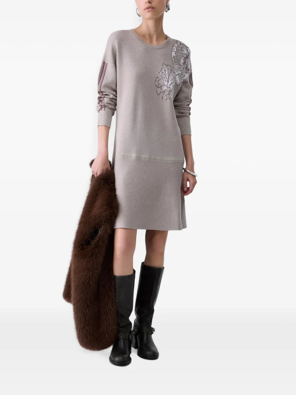 LIU JO Gebreide jurk met jacquard Beige