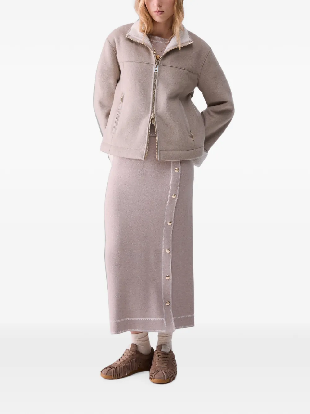 LIU JO Boxy synthetische lammy jas Beige