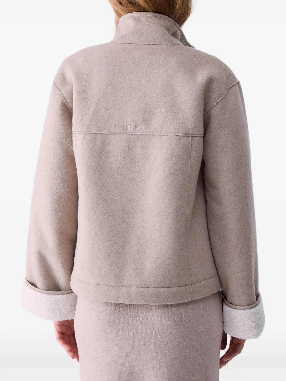 LIU JO Boxy synthetische lammy jas Beige