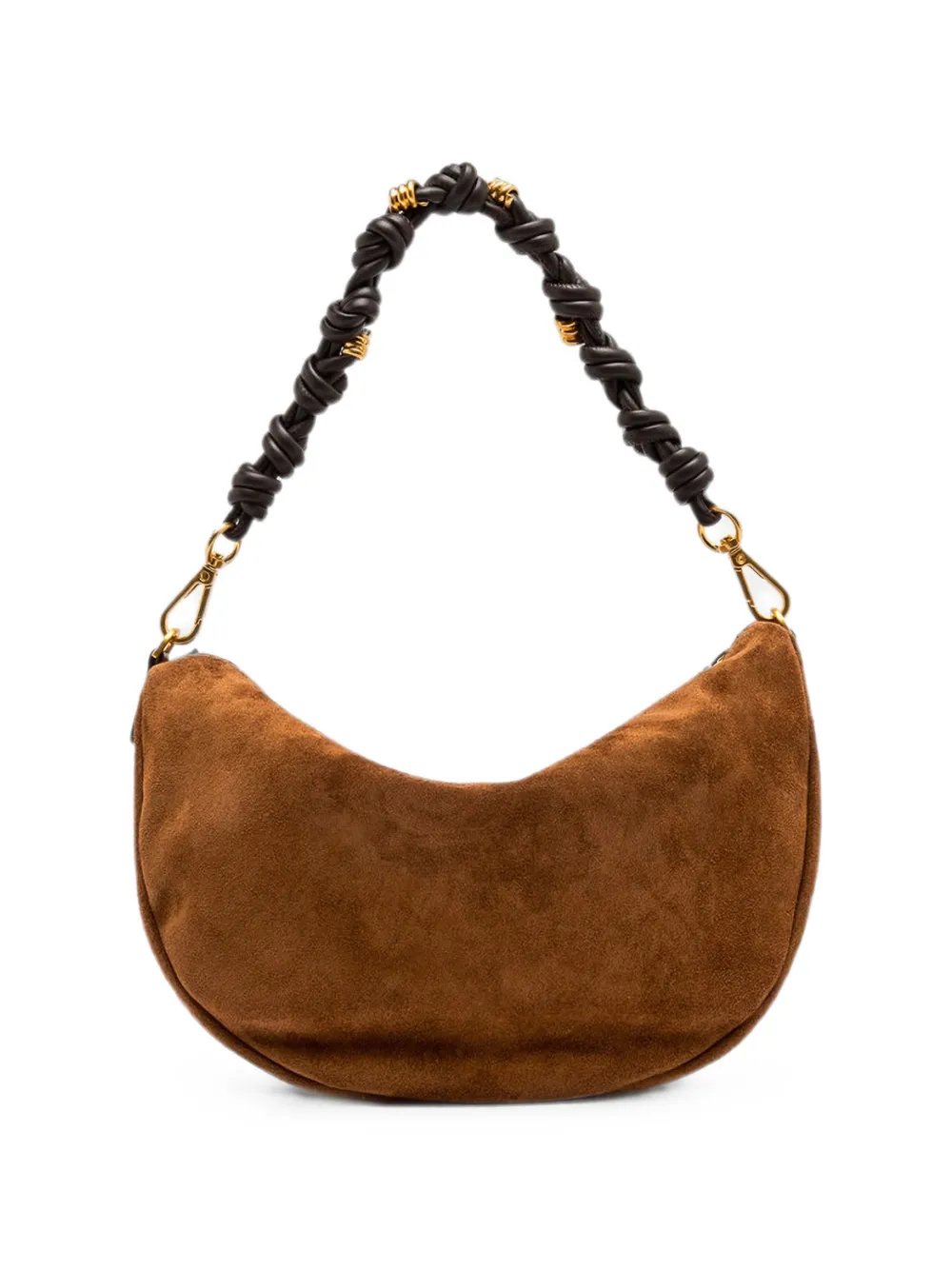 GIANNI CHIARINI Kleine Cleo suède shopper met geknoopt bandje Bruin