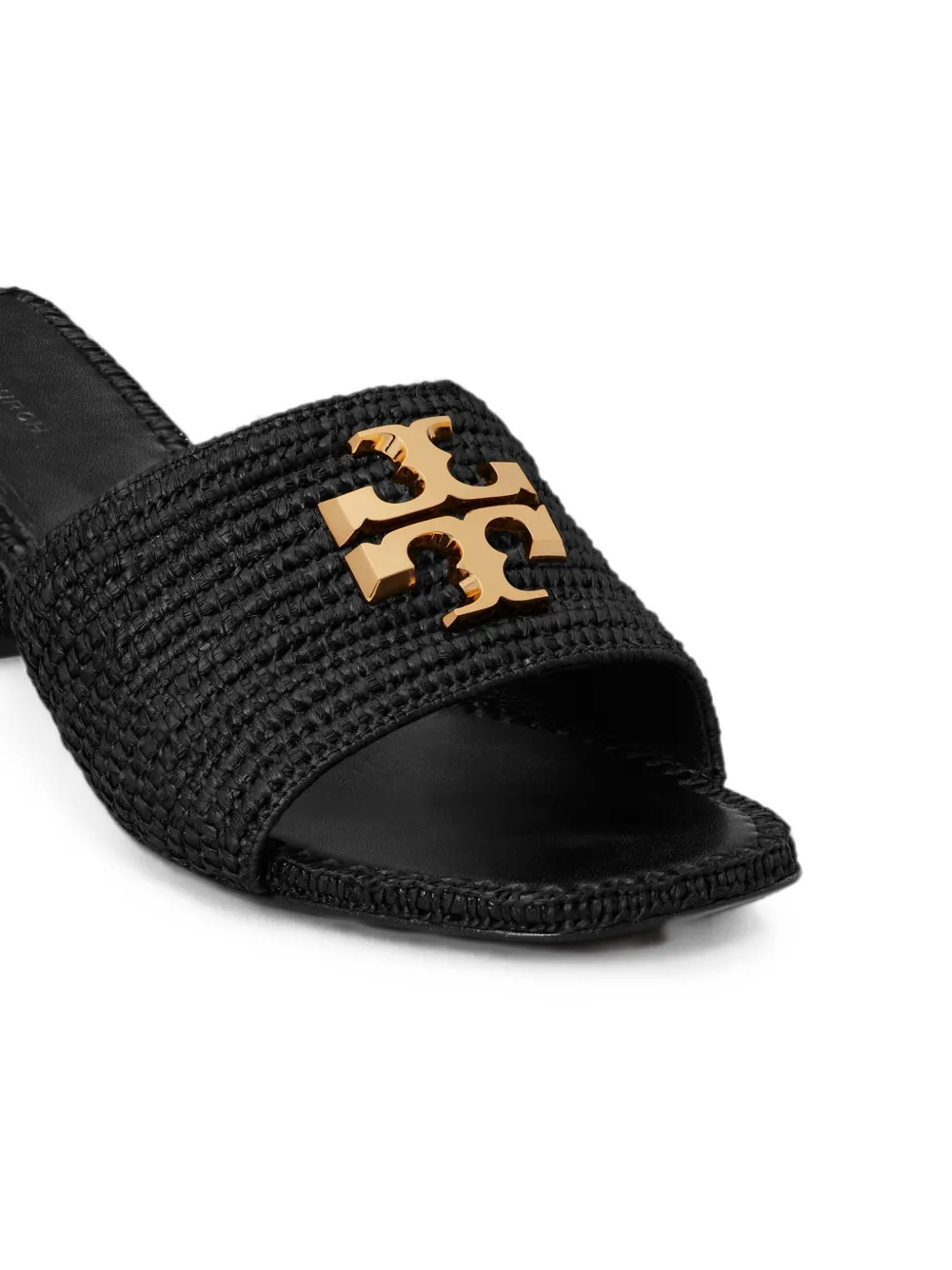 Tory Burch Eleanor raffia sandalen met hak Zwart