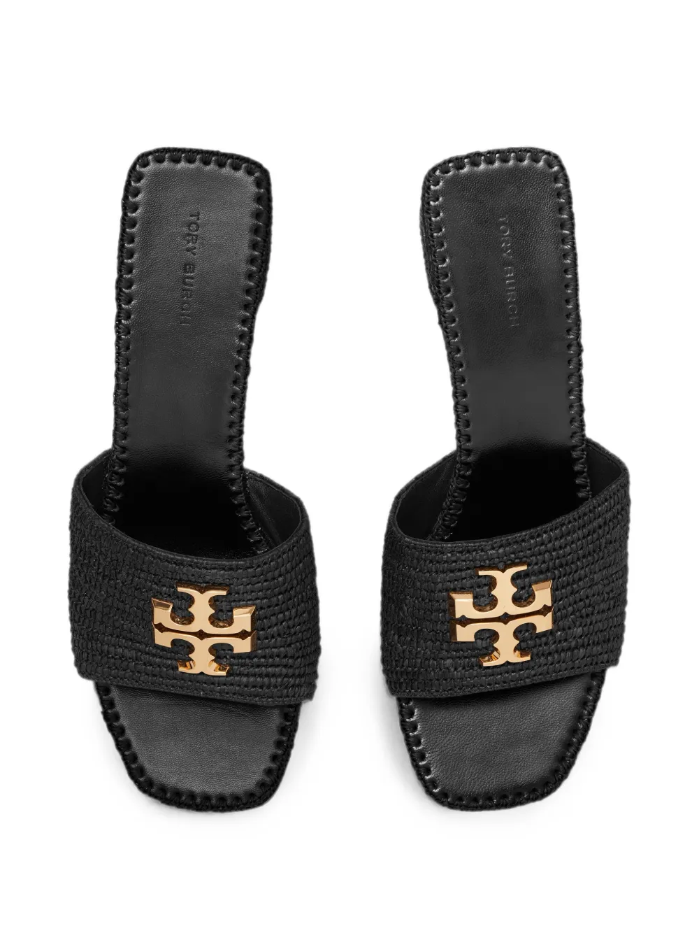 Tory Burch Eleanor raffia sandalen met hak Zwart