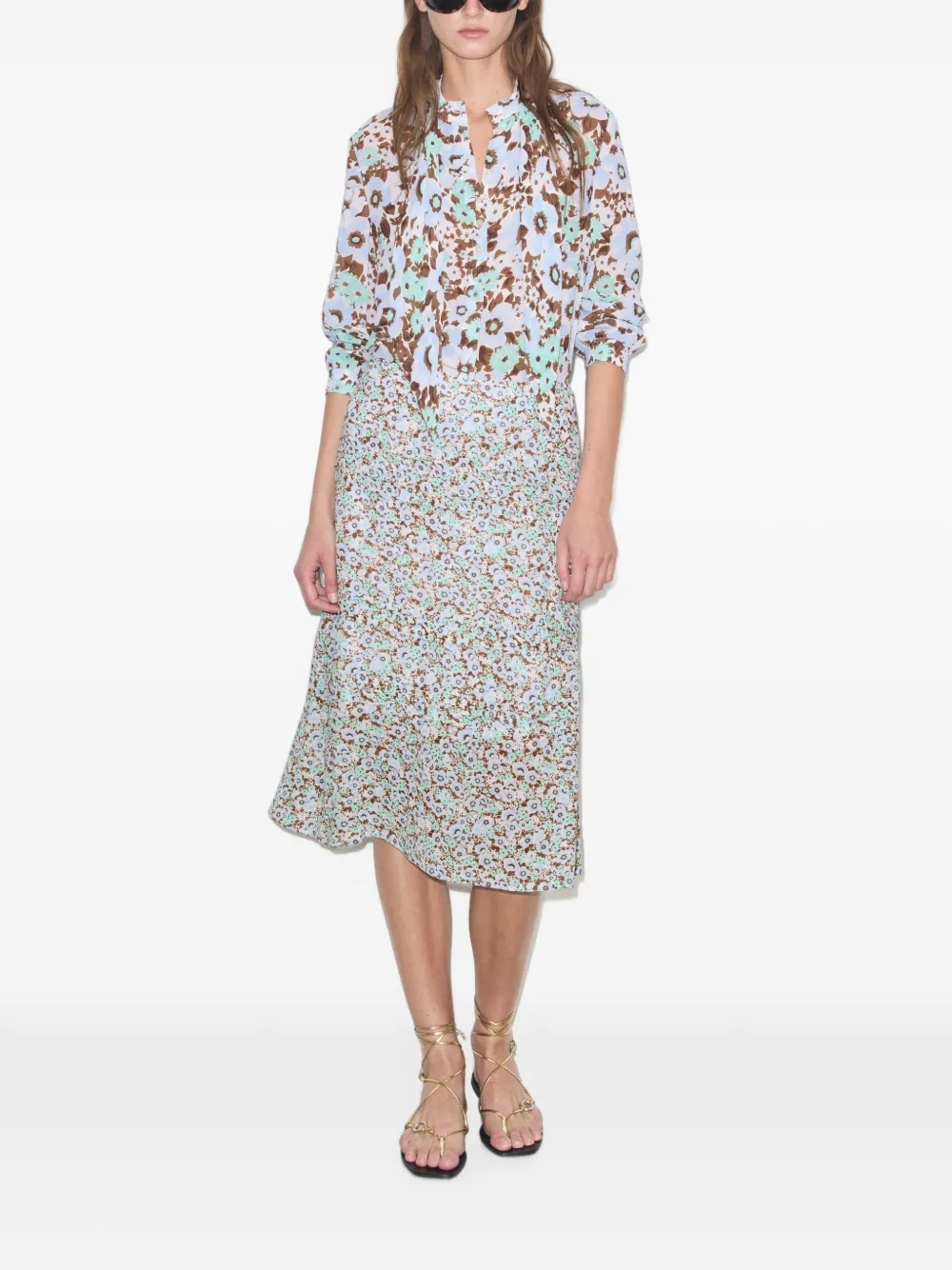 Tory Burch Viscose blouse met print en strik Blauw
