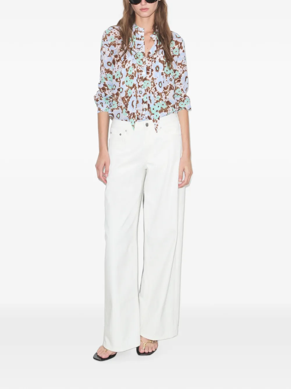 Tory Burch Viscose blouse met print en strik Blauw