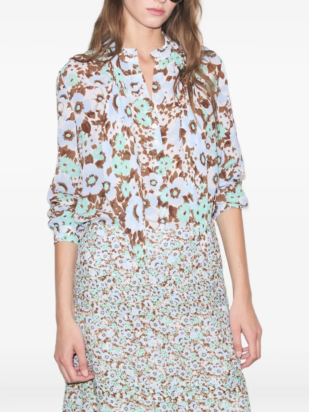 Tory Burch Viscose blouse met print en strik Blauw