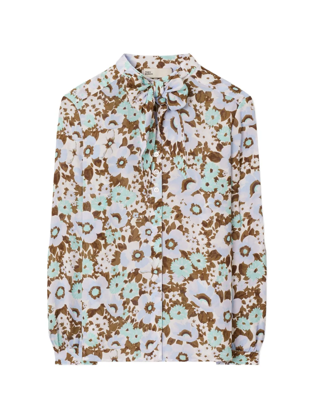 Tory Burch Viscose blouse met print en strik Blauw