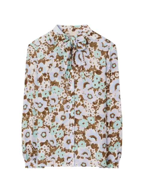 Tory Burch printed viscose bow blouse