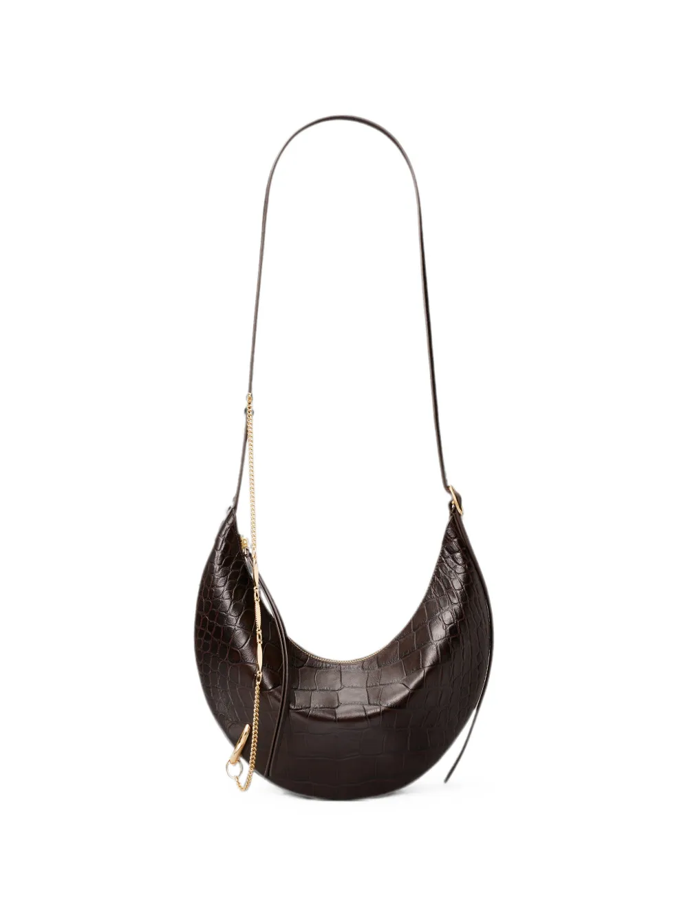 Tory Burch Pierced croc-embossed crossbody bag - Marrone